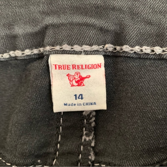 True Religion Girls Rocco Relaxed Skinny Jeans Distressed Black Size 14 Girls - Picture 9 of 14